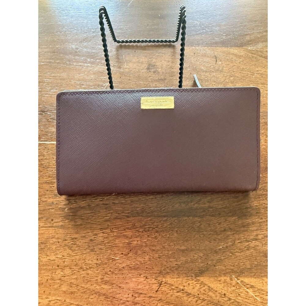 Kate Spade New York Plum Saffiano Leather Wallet Zip Around Card Holder Clutch